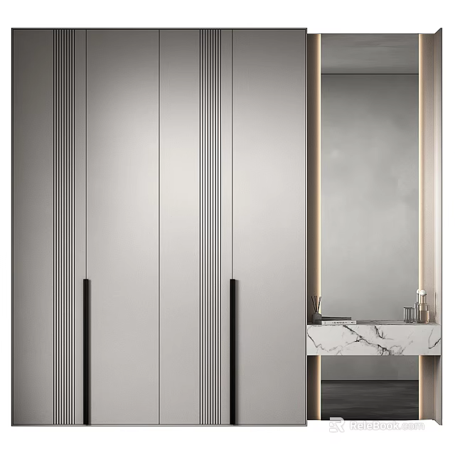 Elegant Modern Entryway Cabinet And Side Cabinet With Sleek Lines And Metal Handles Design 3d model 