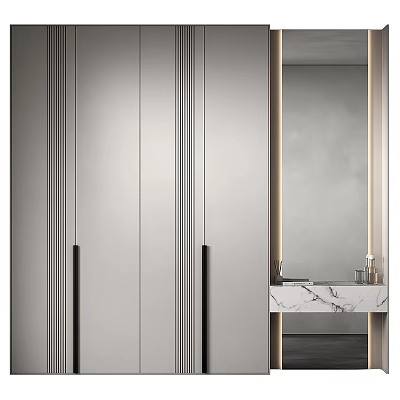 Elegant Modern Entryway Cabinet And Side Cabinet With Sleek Lines And Metal Handles Design 3d model