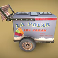 Functional LA POLAR Ice Cream Cart With Checkered Handle Polar Bear Design Made With Love