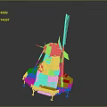 Detailed Windmill Model Equipment With Rotating Blades Tower And Metal Base