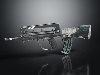 Modern Tactical Assault Rifle With Sleek Metal Finish And Ergonomic Grip Design 3d model
