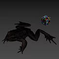 3D Render Of Brown Frog With Colorful Rubiks Cube On Gray Background