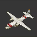 Harbin Twin Engine Propeller Model Airplane with White Red Stripes and Tail Fin Logo