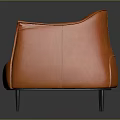 Orange Leather Armchair With Modern Design Black Legs And Stitching Details