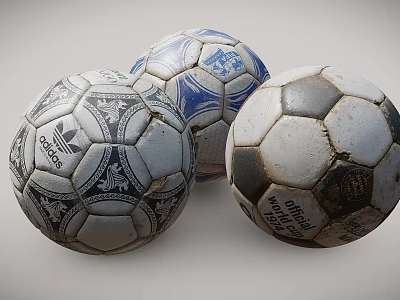 Vintage Soccer Balls As Sports Equipment With Adidas Logo And World Official Design 3d model