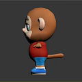Cartoon Reptile Toy In Red Shirt Blue Shorts Blue Shoes On Black Surface Gray Background