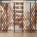 Modern Decorative Screen With Geometric Pattern And Metal Frame In Living Space 3d model