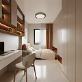 Modern Kids Bedroom Interior Design With Bed Desk Chair Wardrobe And Bookshelf
