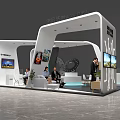 Industrial Equipment Exhibition Booth Featuring Modern Design Digital Screens And Seating