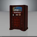 Classic Red Vintage Jukebox with Retro Design and Decorative Grille Details