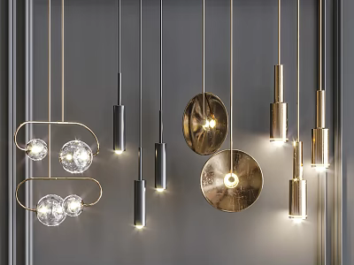 Modern Pendant Lights with Various Designs Metallic Finishes and Glass Details for Interior Decor 3d model