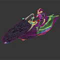 Modern Sporty Jet Ski With Dark Blue Pattern LED Lights And Rider On Board