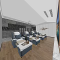 Elegant SPA Sauna Interior With Comfortable Massage Chairs Stone Walls And Wooden Floors