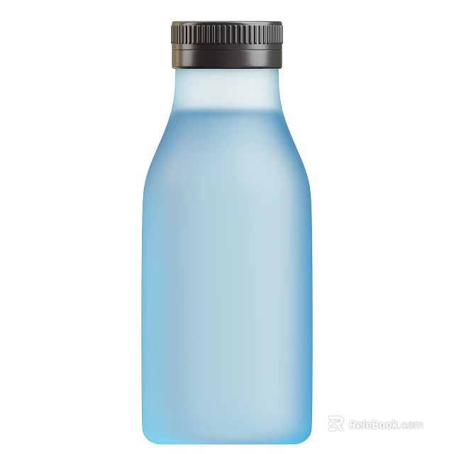 Blue Water Bottle with Black Lid and Light Blue Body for Daily Use 3d model 