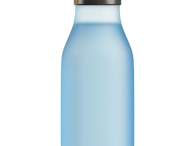 Blue Water Bottle with Black Lid and Light Blue Body for Daily Use 3d model