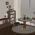 Middle-style dining tables and chairs 3d model