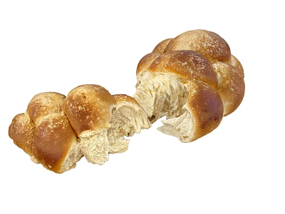 Freshly Baked Braided Bread With Golden Crust And Soft Fluffy Interior Pulled Apart 3d model