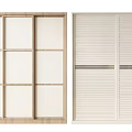 Modern Wooden And White Wardrobe With Sliding Doors And Storage Compartments