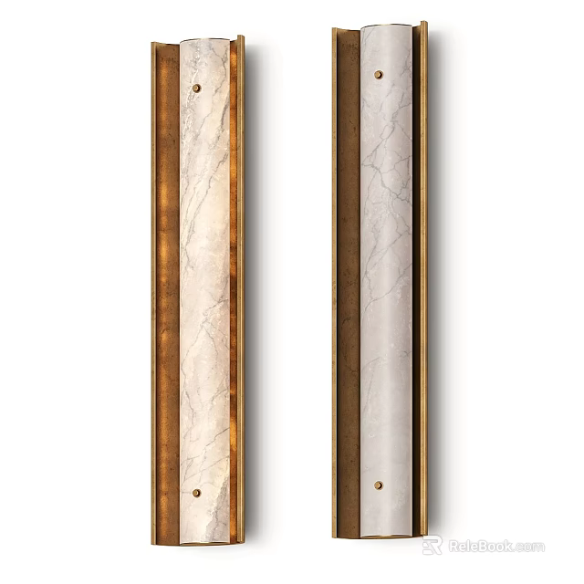 Elegant Modern Wall Lamps With Gold Metal Frame And Marble Panel Design 3d model