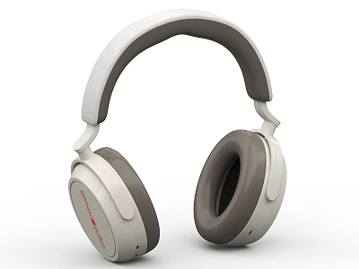 White And Gray Over Ear Headphones With Red Logo For Digital Audio Use 3d model