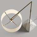 Modern Floor Lamp with Brass Metal Stand and White Round Lampshade