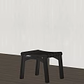 Modern Minimalist Black Wooden Leisure Chair With Slatted Seat On Light Wood Floor