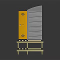 Colorful Storage Lockers With Red Green Blue Yellow Doors On Wooden Stand