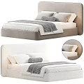Modern Double Bed Design With Soft Headboard And Comfortable Bedding Pillows Blanket 3d model