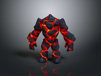 Unique Lava Stone Decorative Figure Featuring Red Lava Patterns And Textured Surface 3d model
