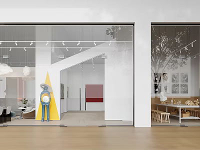 Modern Book Art Space Interior With Art Installations And Displays 3d model