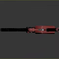 Red Accented Sharp Blade Weapon With Modern Design And Metallic Finish