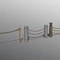 Various Design Railings With Concrete Wooden Posts Ropes And Chains 3d model