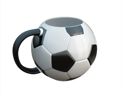 Soccer Ball Shaped Mug With Black And White Pattern And Comfortable Handle 3d model