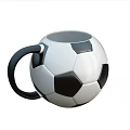 Soccer Ball Shaped Mug With Black And White Pattern And Comfortable Handle 3d model