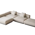 Modern Light Beige Sectional Sofa With Plush Cushions Modular Design And Ottoman 3d model