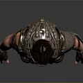 Game Movie Warrior Character In Armored Costume With Battle Gear Standing Pose