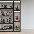 Modern Display Cabinet With LED Lighting Showcasing Action Figures And Car Models 3d model
