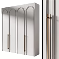 Modern White Wardrobe With Arched Top Doors And Brass Long Handles