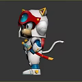 3D Cartoon Character With Red Helmet Yellow Cat Ears And White Blue Outfit Holding Tool