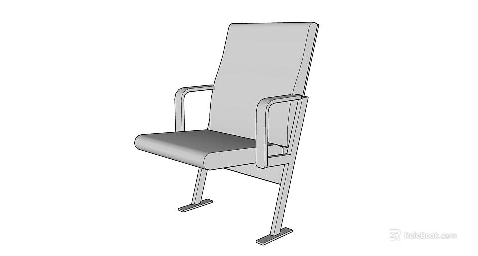 Simple Office Chair With Armrests Metal Frame And Comfortable Seat Design 3d model 