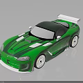 Green Sports Car With Aerodynamic Body And Racing Stripes Rear Spoiler And Alloy Wheels Design