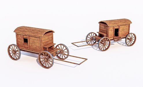 Old Wooden Carriage 3d model