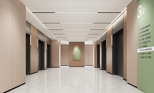 modern elevator hall hospital elevator hall 3d model