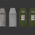 Various Colored Metal Trash Bins with Instructional Labels for Waste Disposal