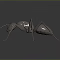 Realistic Metallic Ant With Detailed Legs And Reflection On Dark Background