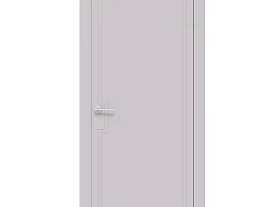 Modern Swing Door With Light Gray Surface And Metal Handle Design 3d model