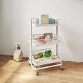 White 3 Tier Rolling Bathroom Shelf Metal Mesh Storage Organizer with Wheels for Bathroom Supplies