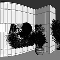 Indoor Modern Green Plant Wall With Diverse Greenery And Potted Plants