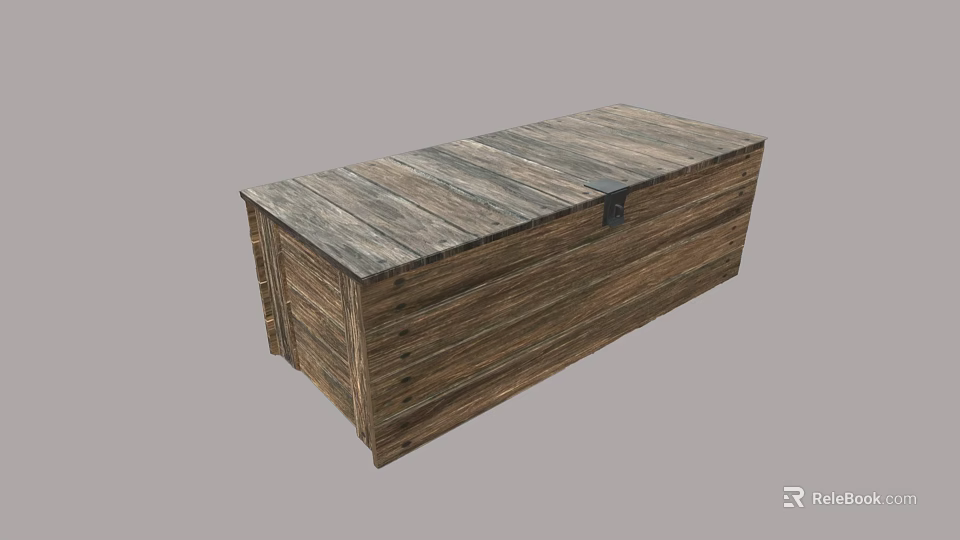 Rustic Wooden Storage Chest With Natural Wood Planks And Classic Design 3d model