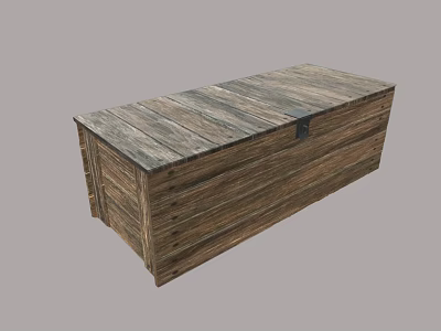 Rustic Wooden Storage Chest With Natural Wood Planks And Classic Design 3d model